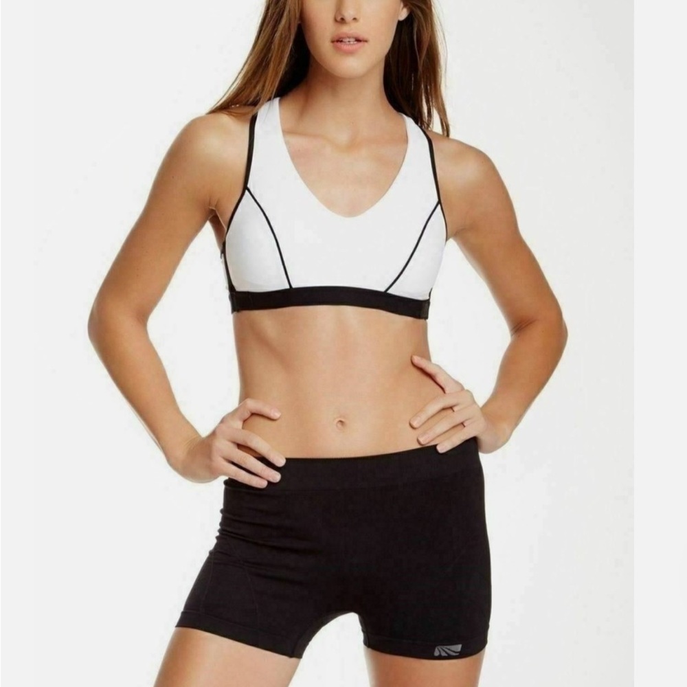 Marika Black and White High Impact Racerback Sports Bra NWT